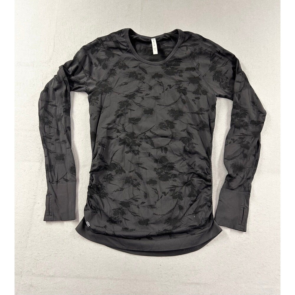 Athleta Speedlight Seamless Top black floral Print Small